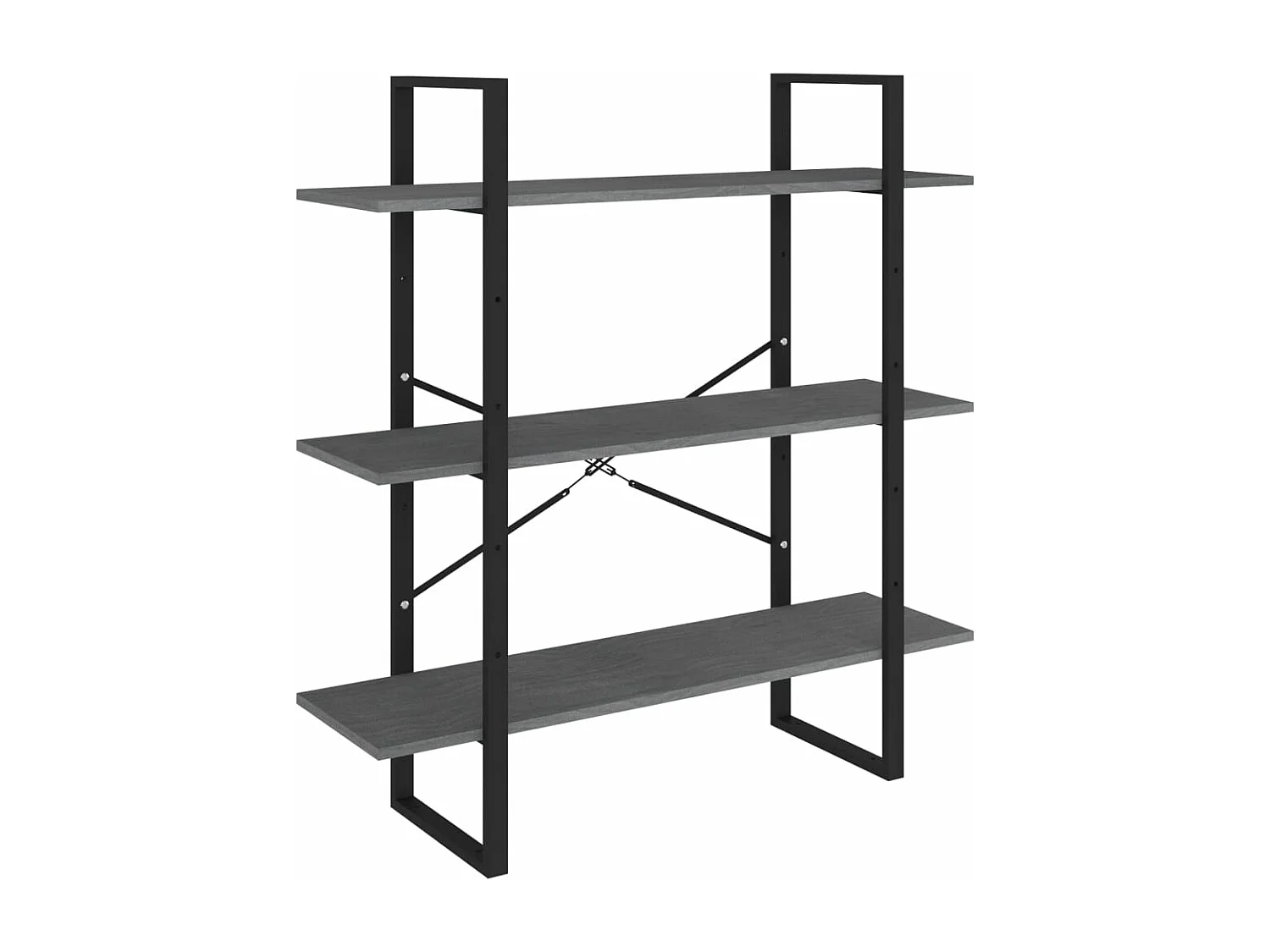 Bibliothèque à 3 niveaux Gris 100x30x105 cm Bois de pin massif