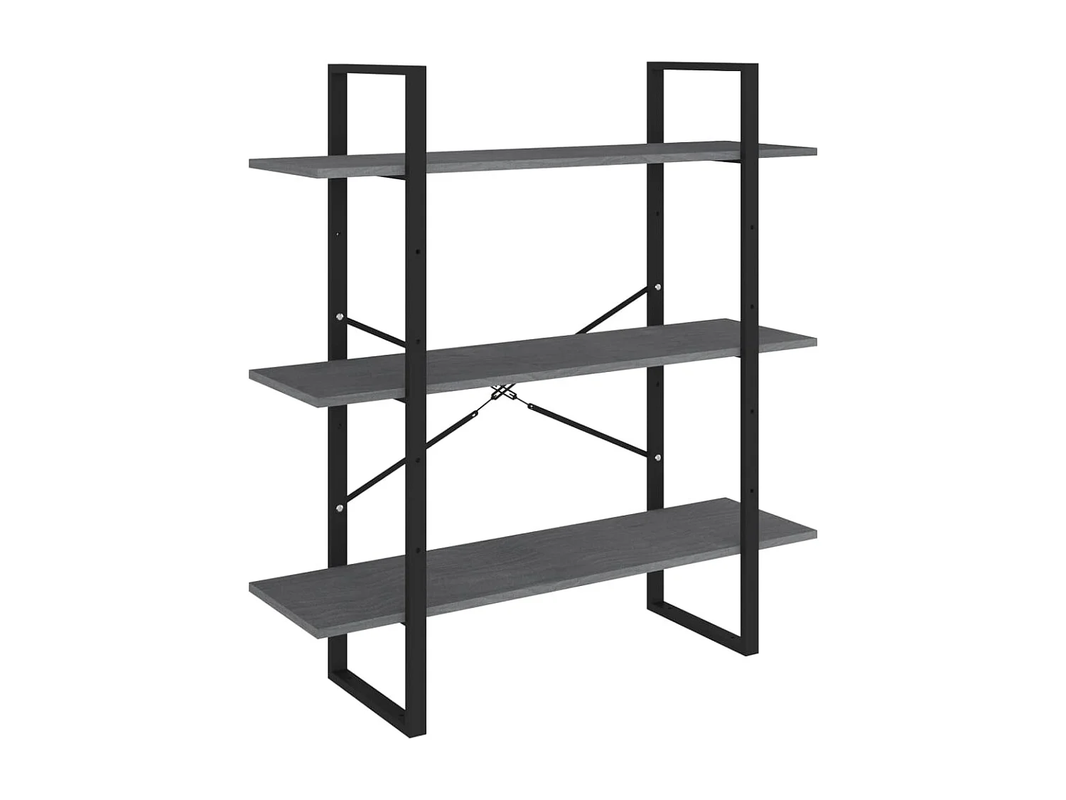 Bibliothèque à 3 niveaux Gris 100x30x105 cm Bois de pin massif