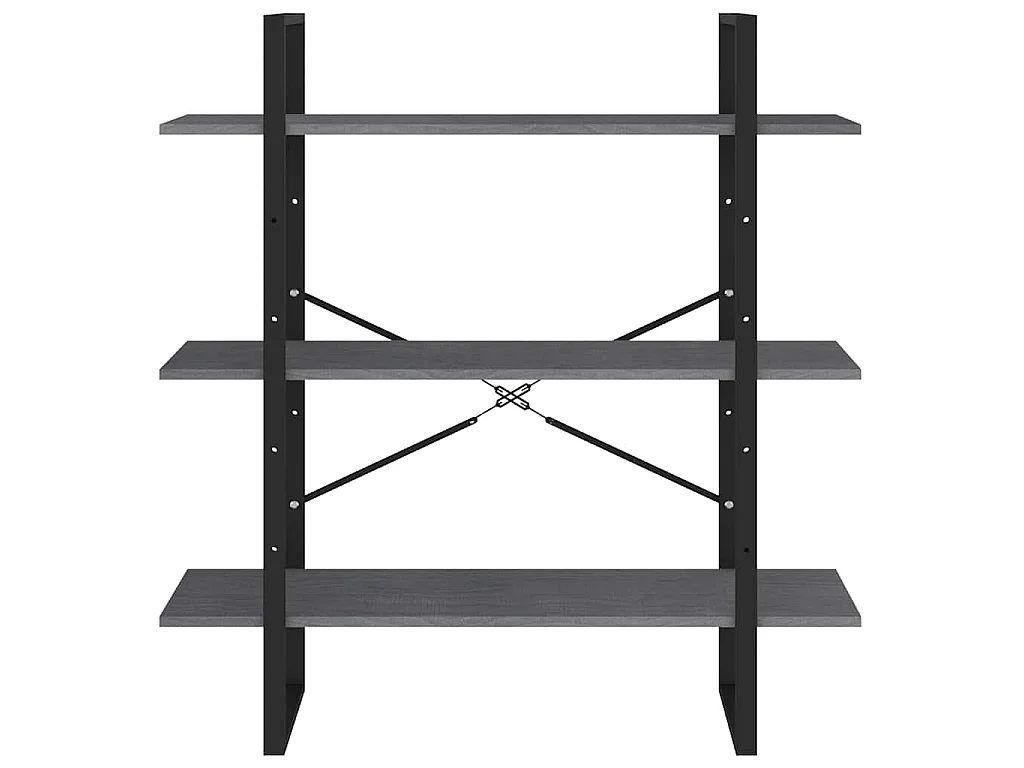 Bibliothèque à 3 niveaux Gris 100x30x105 cm Bois de pin massif