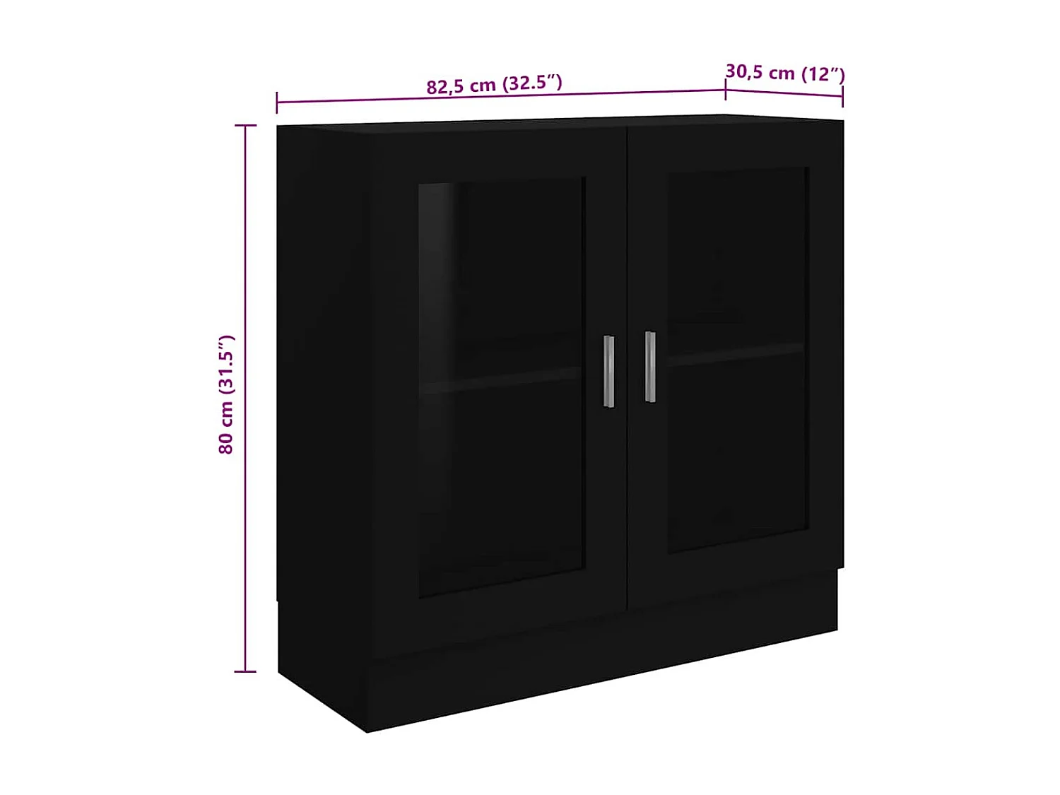 Vitrinenschrank Schwarz 82,5x30,5x80 cm Holzwerkstoff