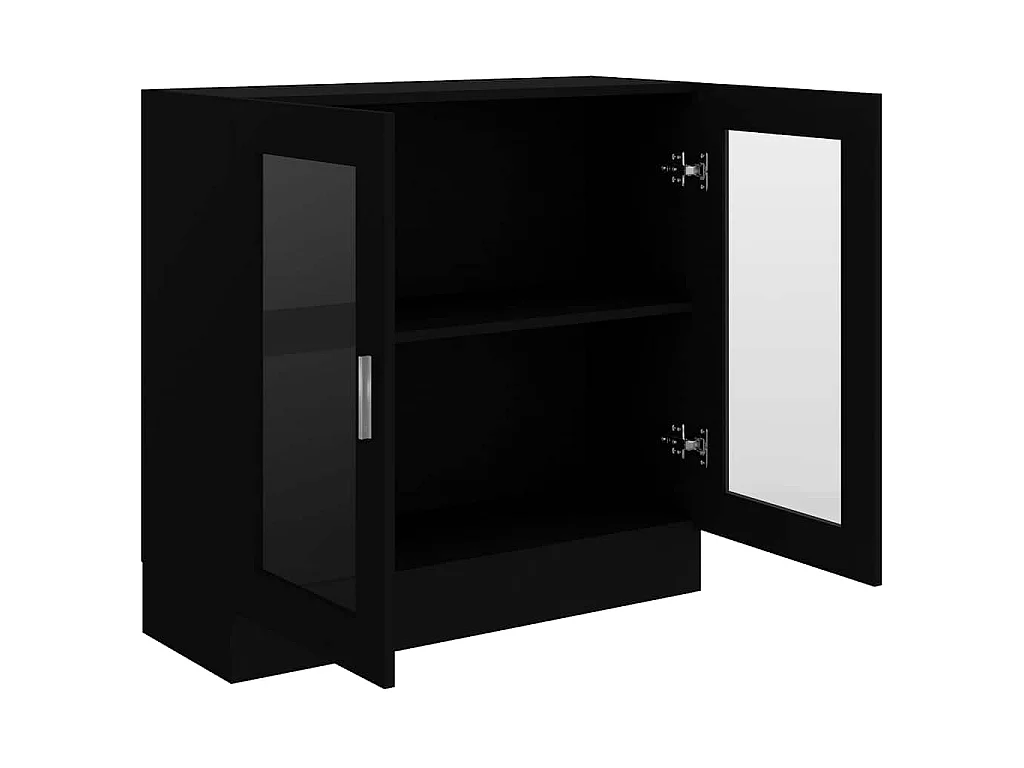 Vitrina de madera contrachapada negro 82,5x30,5x80 cm