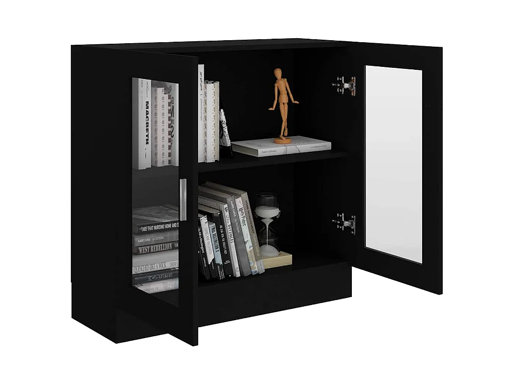 Vitrina de madera contrachapada negro 82,5x30,5x80 cm