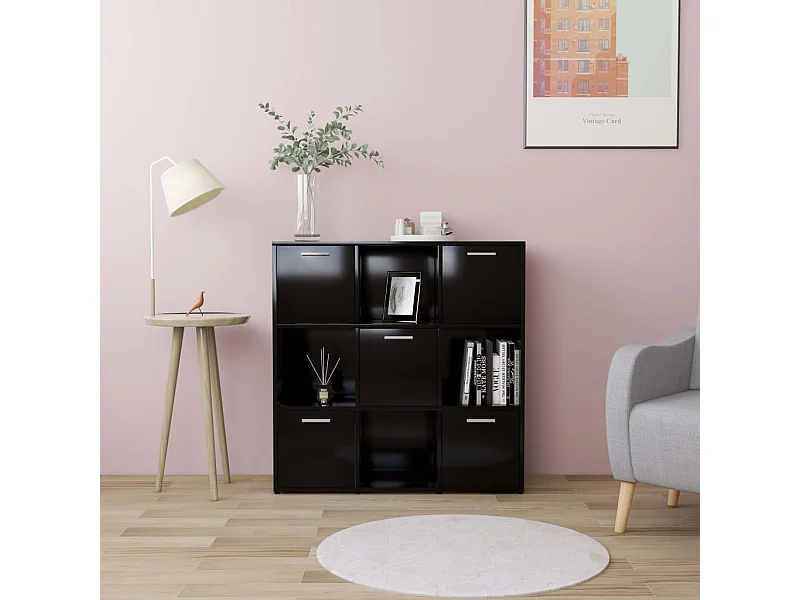 Estantería de madera contrachapada negro 90x30x90 cm