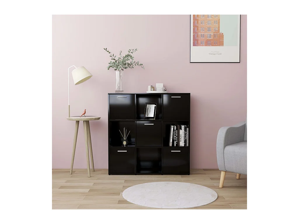 Libreria Nera 90x30x90 cm in Legno Multistrato