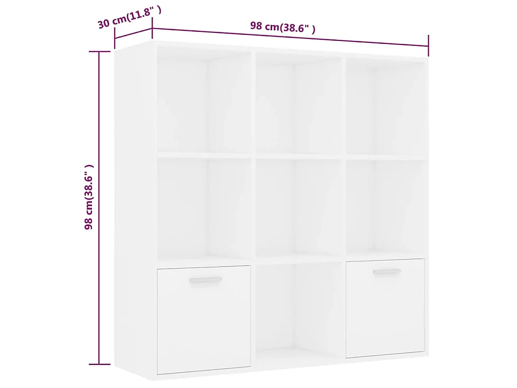 Estante 98x30x98 cm derivados de madeira branco