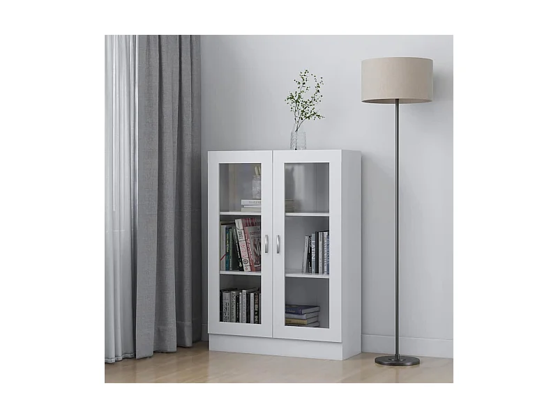 Vitrinekast 82,5x30,5x115 cm bewerkt hout wit