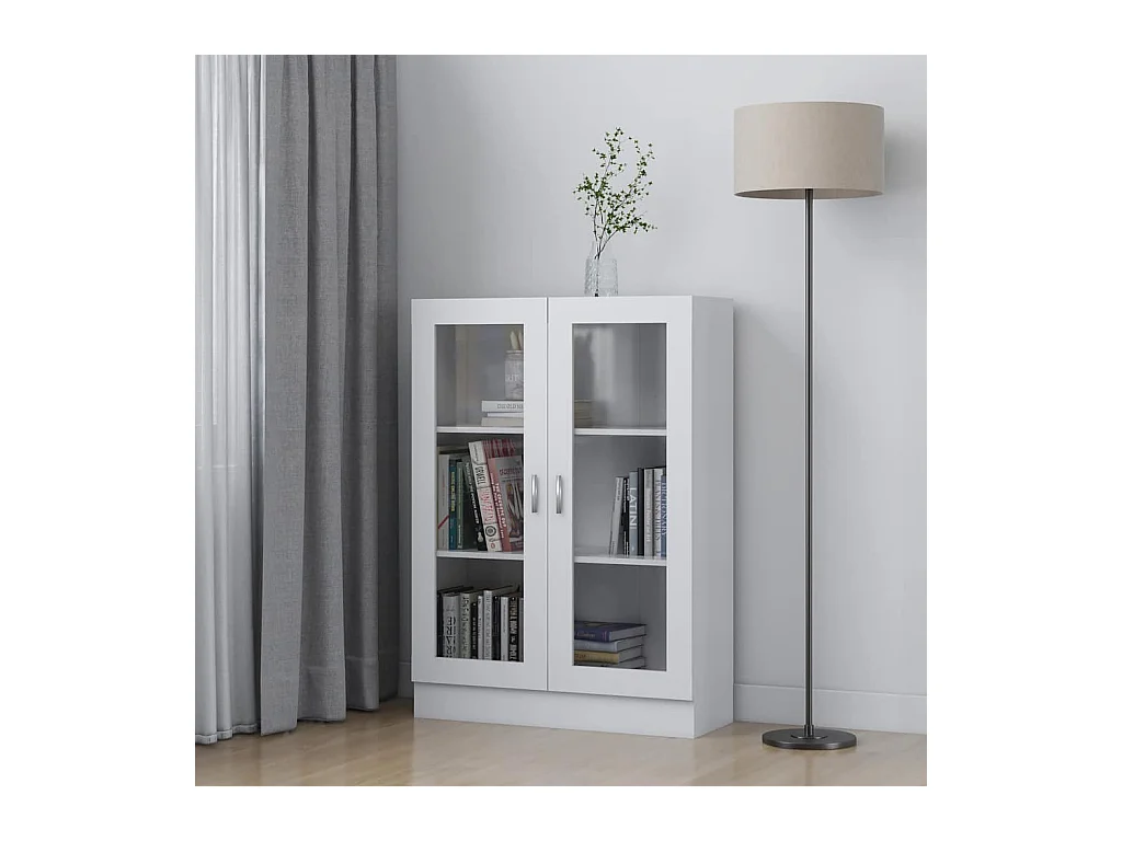 Armadietto con Vetrina Bianco 82,5x30,5x115cm Legno Multistrato