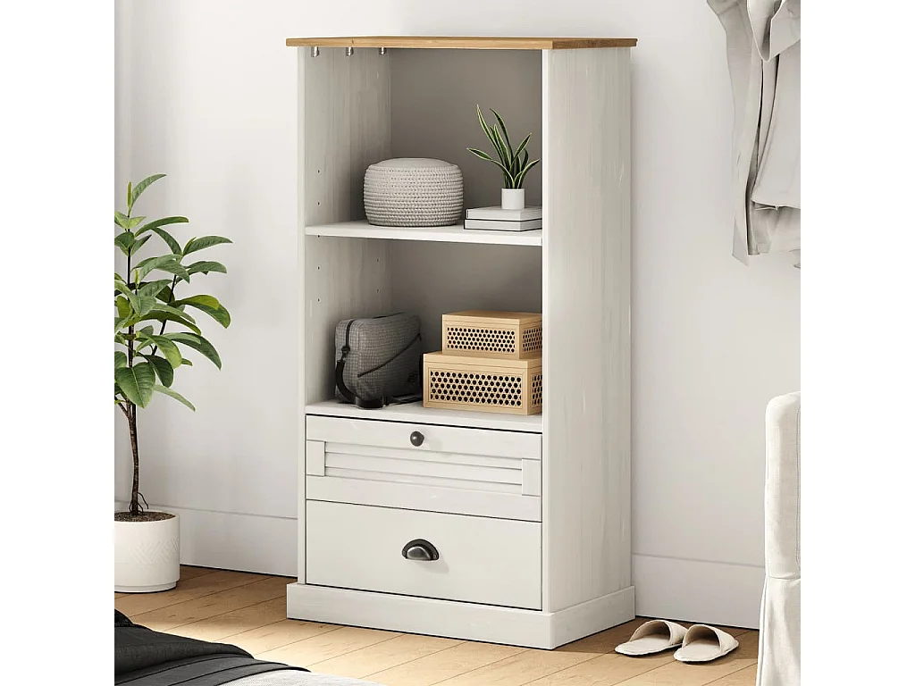 Bibliothèque VIGO blanc 60x35x114,5 cm bois massif de pin