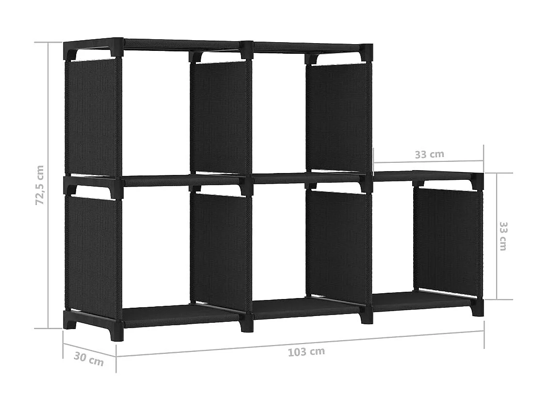 Unidade de prateleiras 5 cubos 103x30x72,5 cm tecido preto