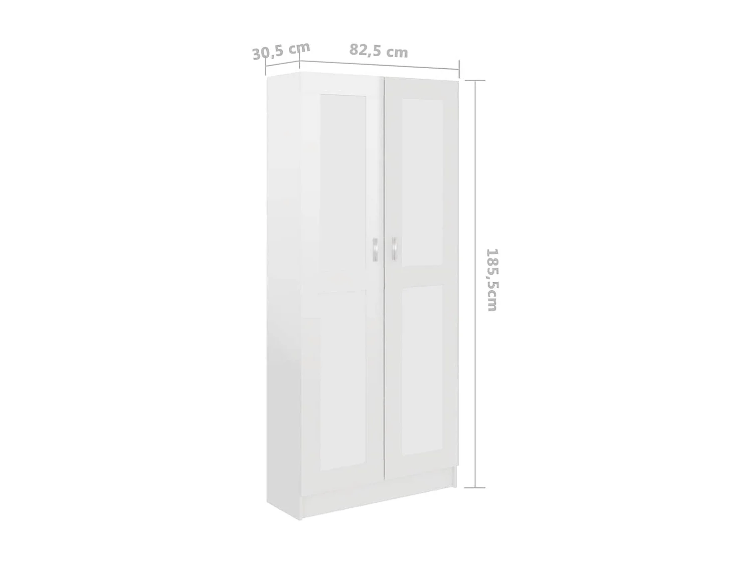 Bibliothèque Blanc brillant 82,5x30,5x185,5cm Bois d'ingénierie