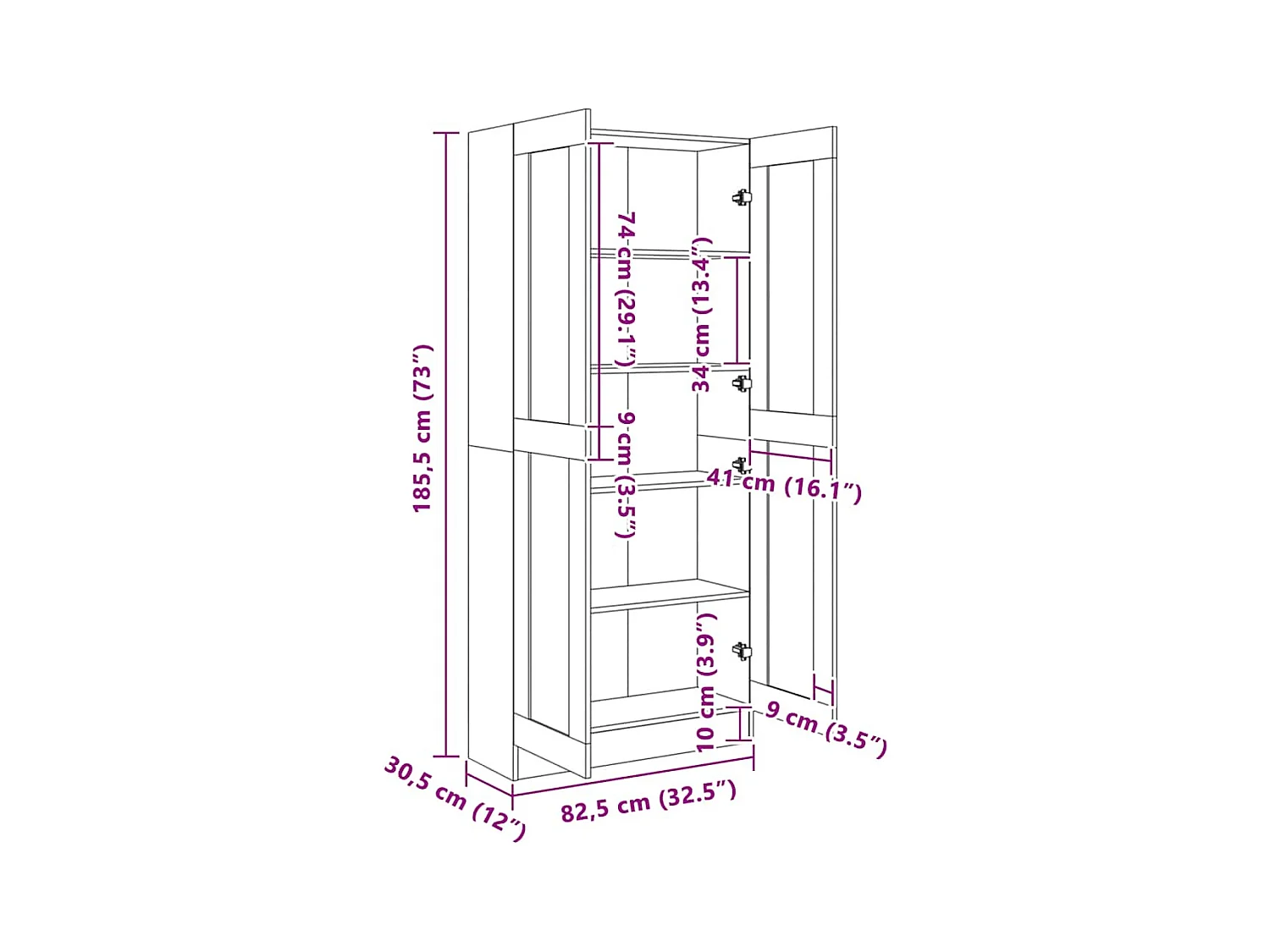 Libreria Bianco Lucido 82,5x30,5x185,5 cm in Legno Multistrato