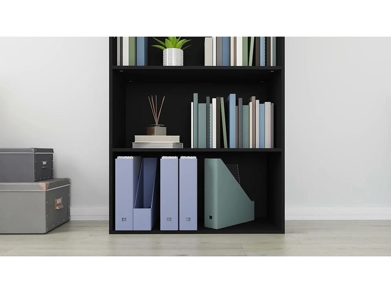 Boekenkast met 5 schappen 80x30x189 cm bewerkt hout zwart