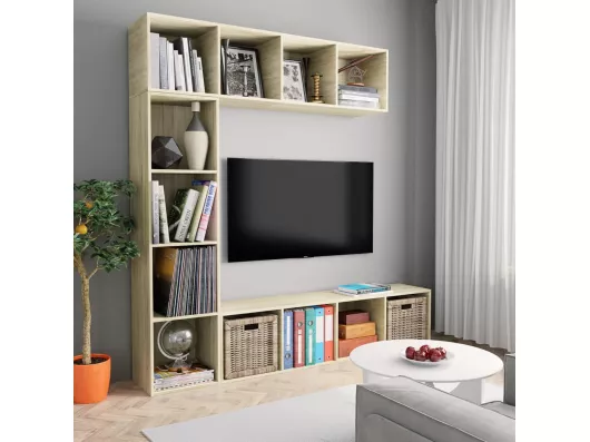 Kauf Unique 3-tlg. Bücher-/TV-Schrank Set Sonoma-Eiche 1180x30x180 cm