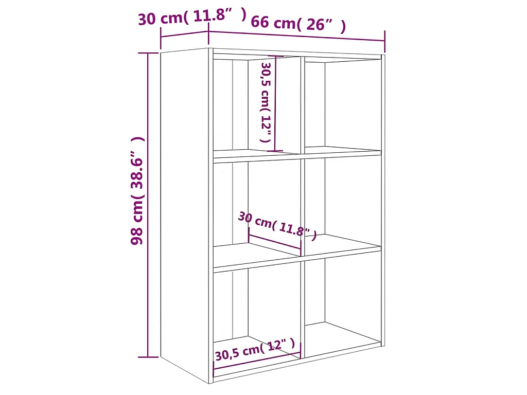 Bibliothèque/Buffet chêne sonoma 66x30x98 cm bois d'ingénierie