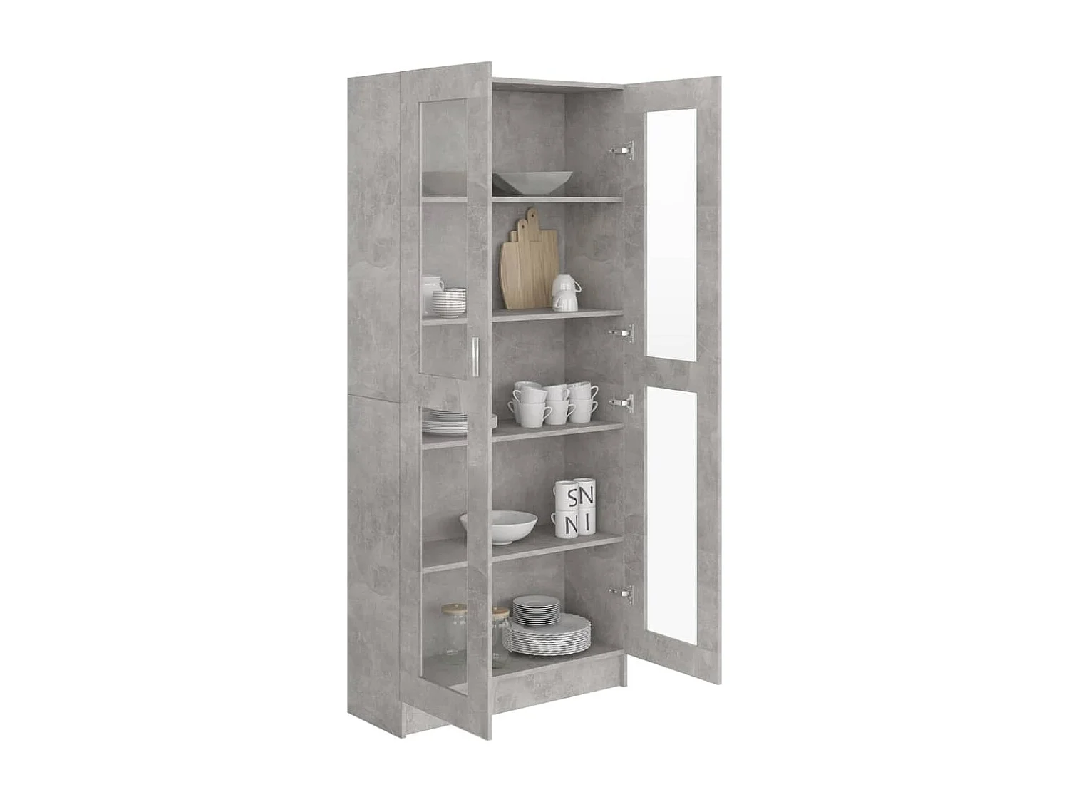 Armoire à vitrine Gris béton 82,5x30,5x185,5 cm Bois ingénierie
