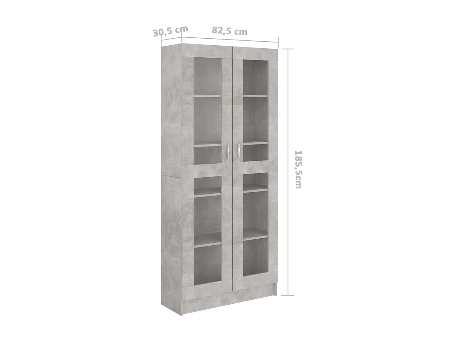 Armoire à vitrine Gris béton 82,5x30,5x185,5 cm Bois ingénierie