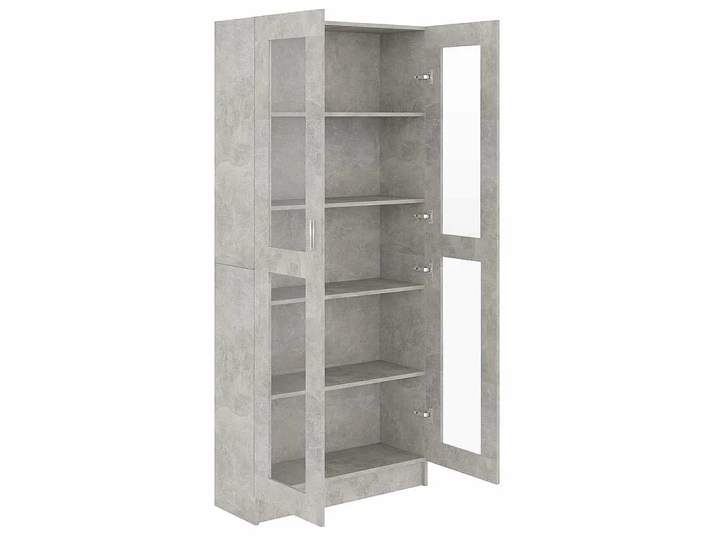 Vitrinekast 82,5x30,5x185,5 cm bewerkt hout betongrijs