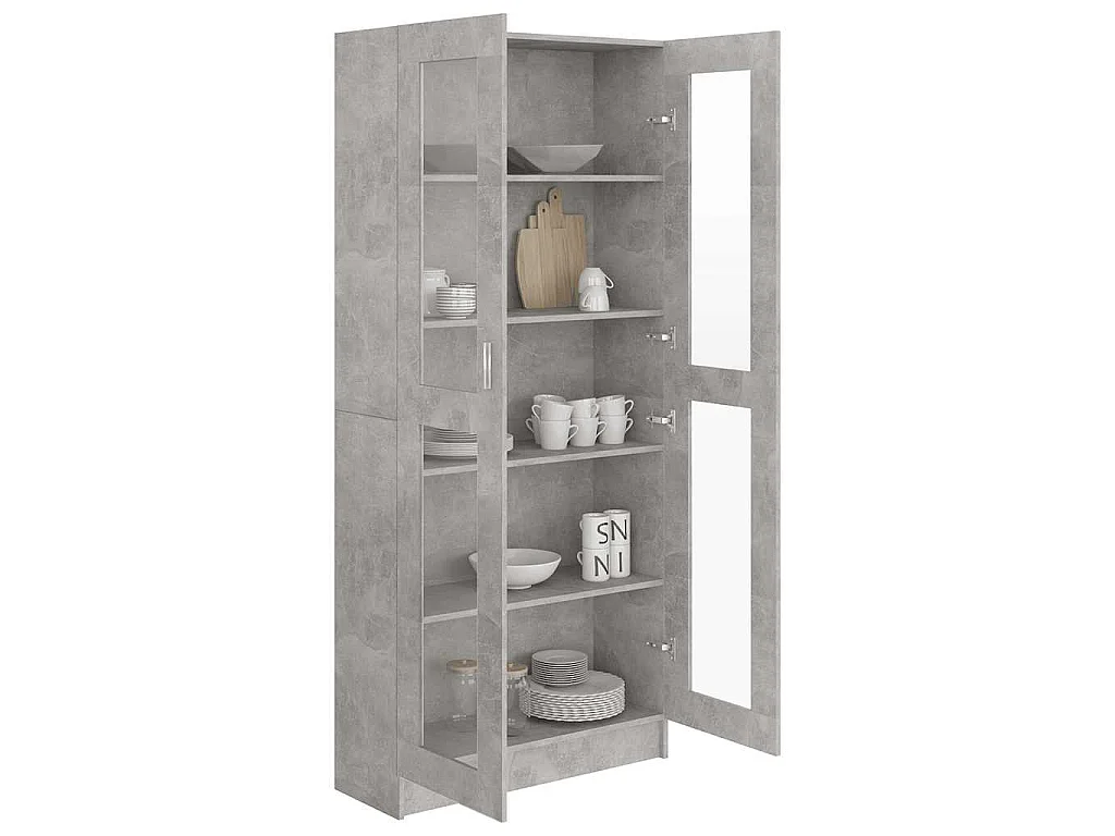 Vitrinekast 82,5x30,5x185,5 cm bewerkt hout betongrijs