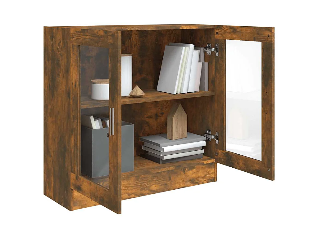 Armoire à vitrine Chêne fumé 82,5x30,5x80 cm Bois d'ingénierie