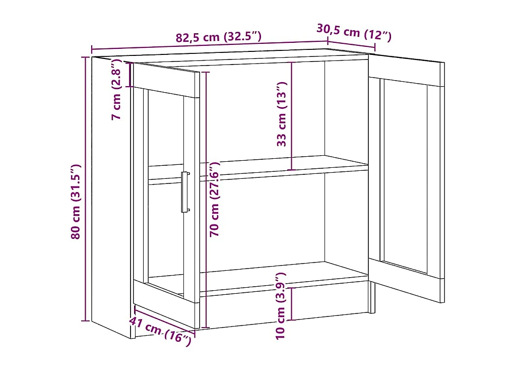 Armoire à vitrine Chêne fumé 82,5x30,5x80 cm Bois d'ingénierie