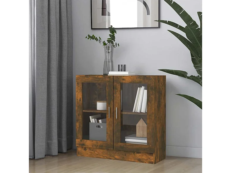 Armoire à vitrine Chêne fumé 82,5x30,5x80 cm Bois d'ingénierie