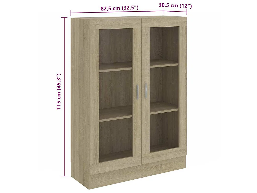 Vitrinenschrank Sonoma-Eiche 82,5x30,5x115 cm Holzwerkstoff