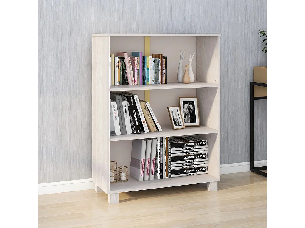 Bibliothèque HAMAR Blanc 85x35x112 cm Bois de pin massif