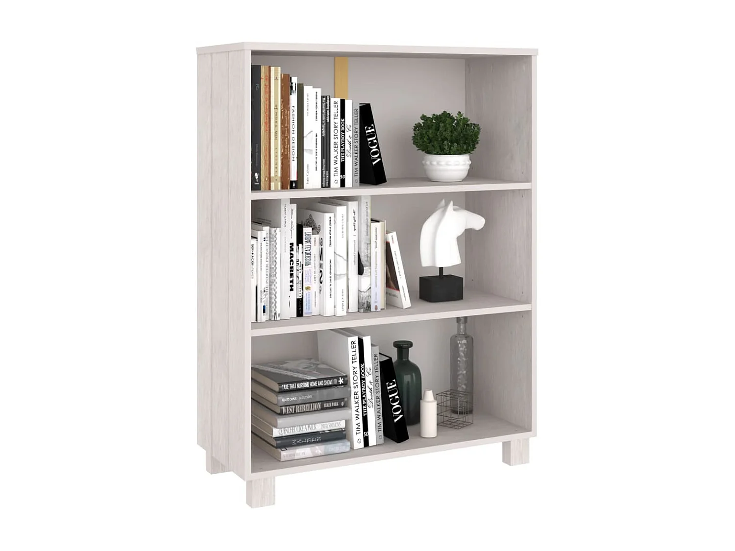 Bibliothèque HAMAR Blanc 85x35x112 cm Bois de pin massif