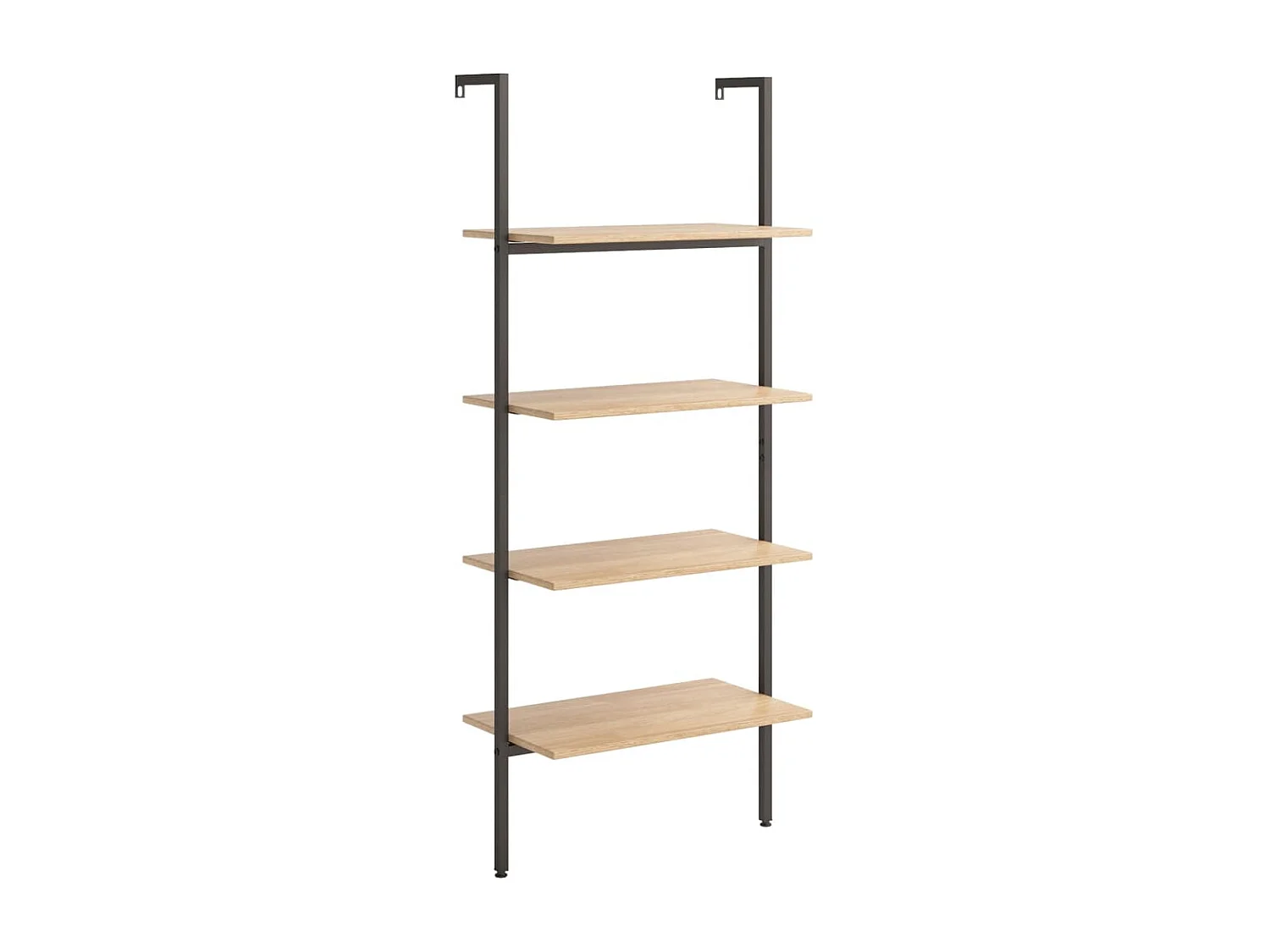 Leiterregal mit 4 Böden Hellbraun und Schwarz 64x35x152,5 cm