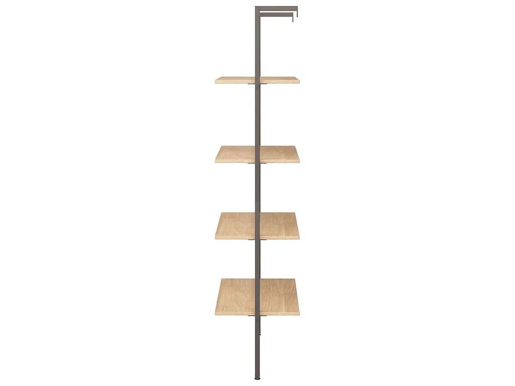 Scaffale Pendente 4 Livelli Marrone Chiaro e Nero 64x35x152,5cm