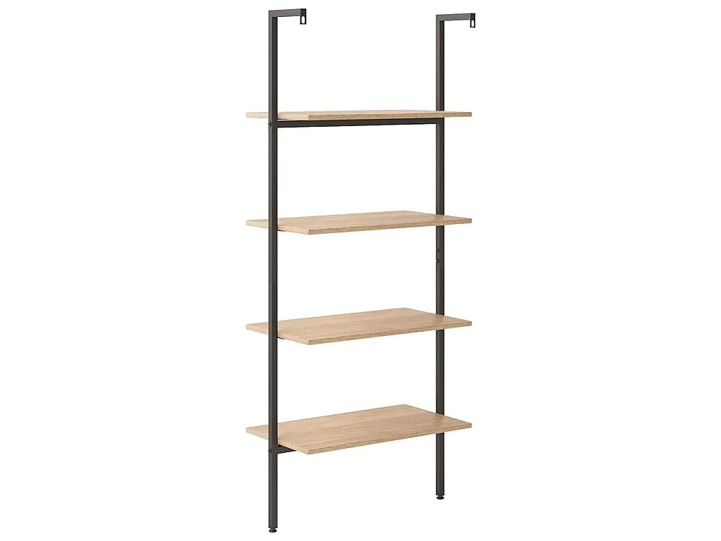 Étagère inclinée à 4 niveaux Marron clair et noir 64x35x152,5cm