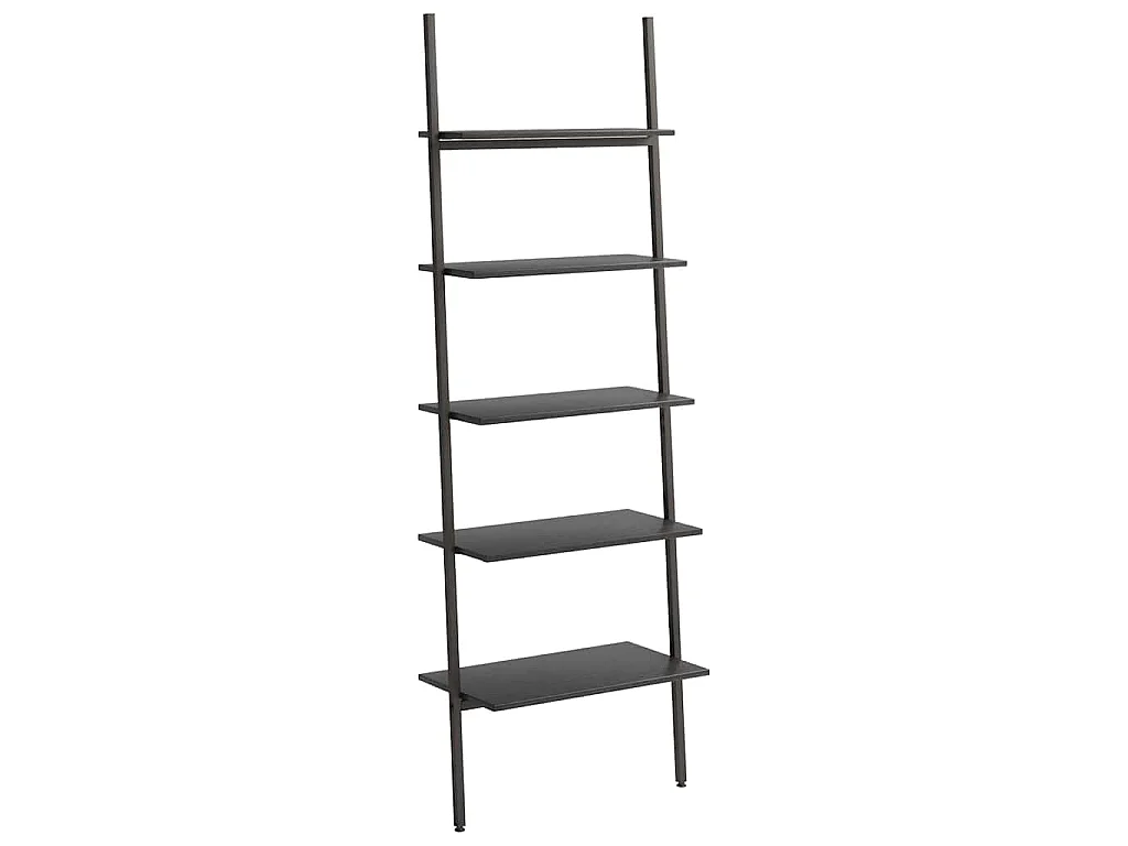 Étagère inclinée à 5 niveaux Noir 64x34x185,5 cm