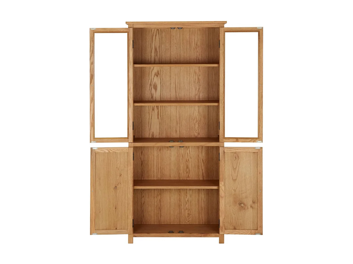 Bücherschrank mit 4 Türen 80x35x180 cm Eiche Massivholz & Glas