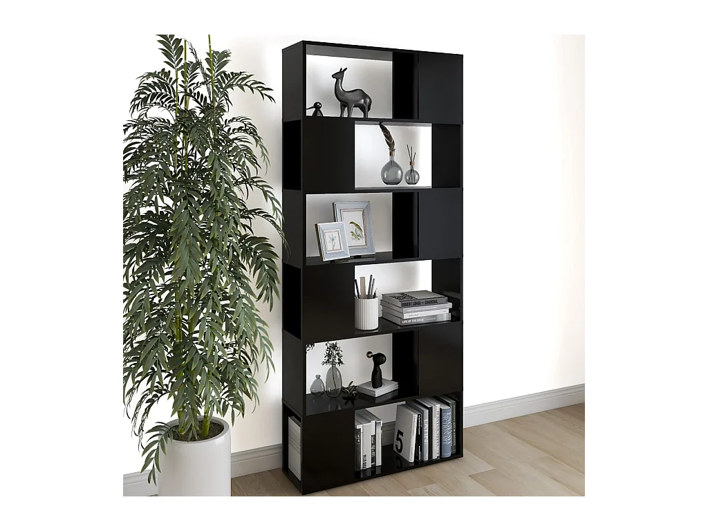 Bibliothèque/Séparateur de pièce Noir Bois d'ingénierie