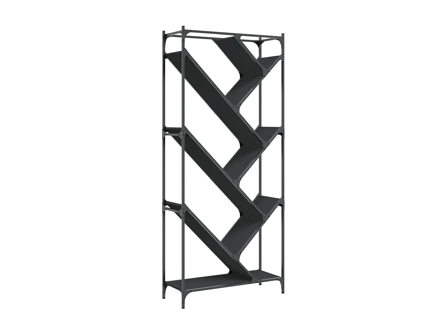 Estantería de madera de ingeniería y metal negro 79x30x180 cm