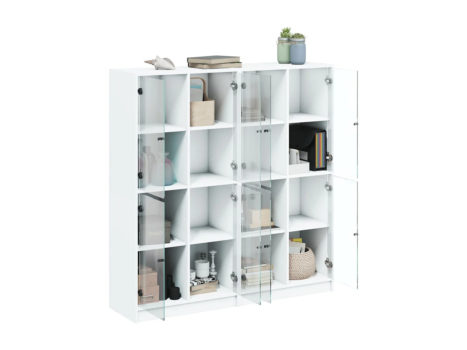 Estantería con puertas madera de ingeniería negro 136x37x142 cm