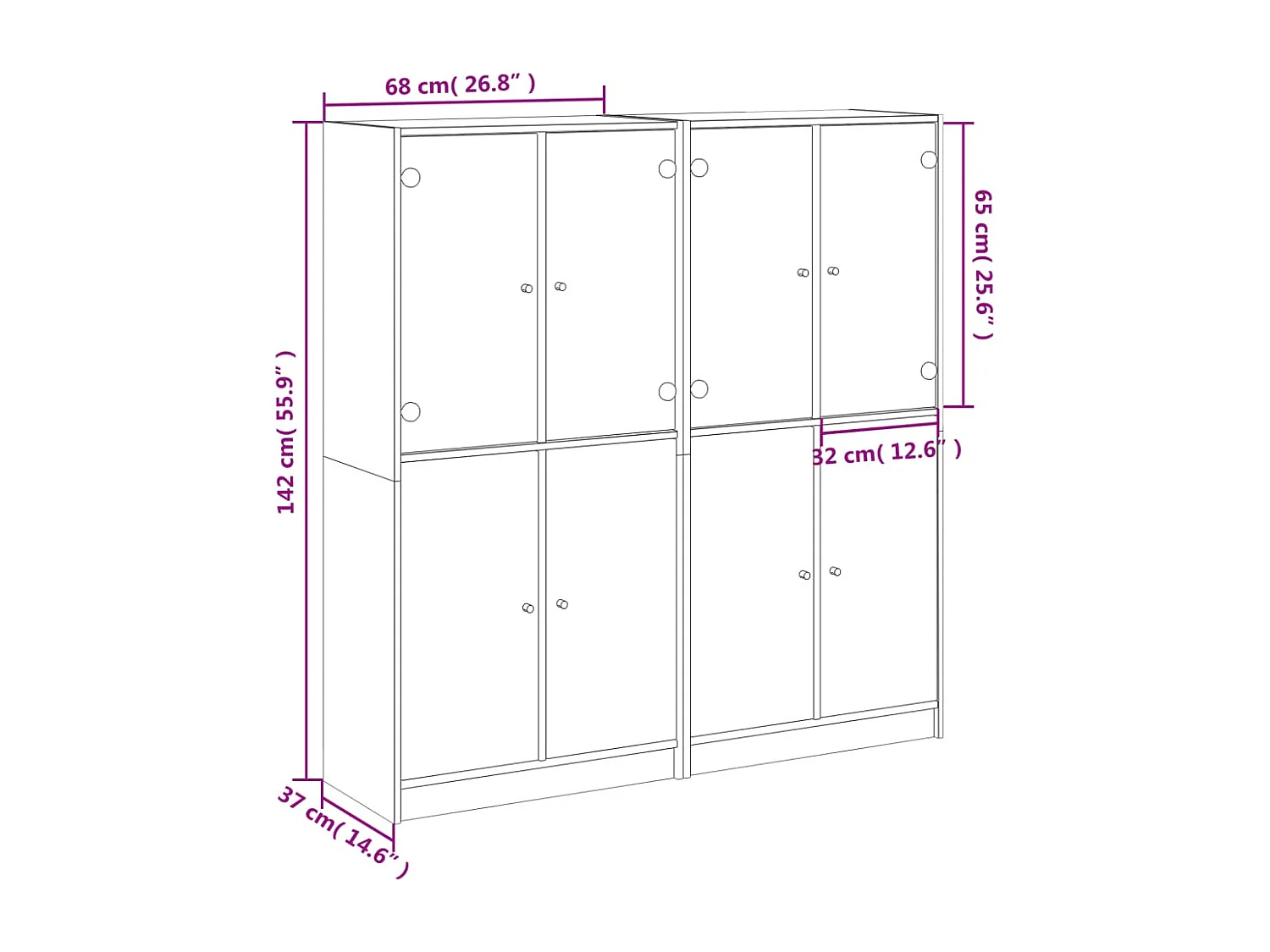 Bücherschrank mit Türen Räuchereiche 136x37x142cm Holzwerkstoff