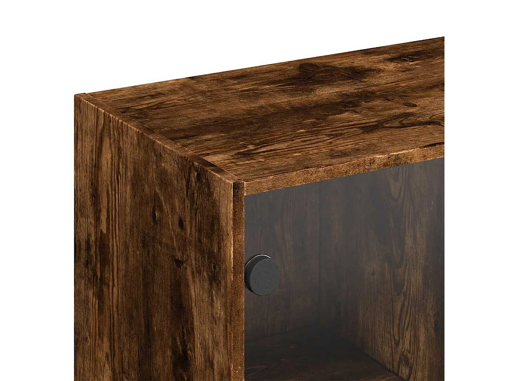 Bibliothèque avec portes chêne fumé 136x37x142 cm