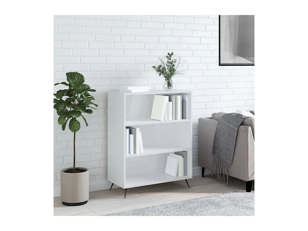 Boekenkast 69,5x32,5x90 cm bewerkt hout hoogglans wit