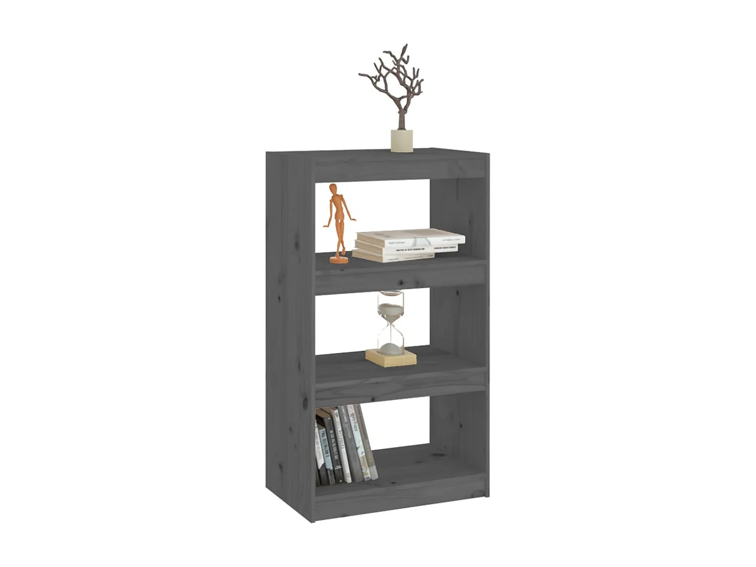 Bibliothèque/Séparateur de pièce Gris 60x30x103,5 cm Pin massif