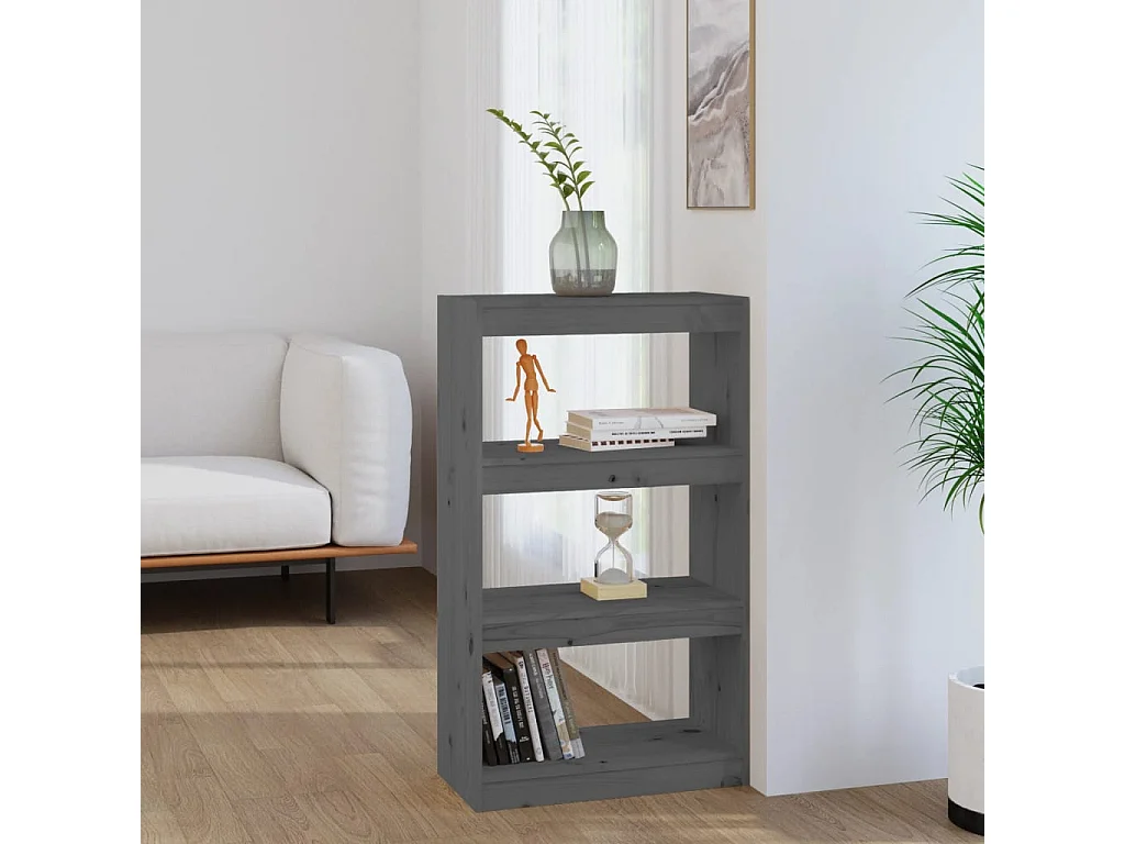 Bücherregal/Raumteiler Grau 60x30x103,5 cm Massivholz Kiefer