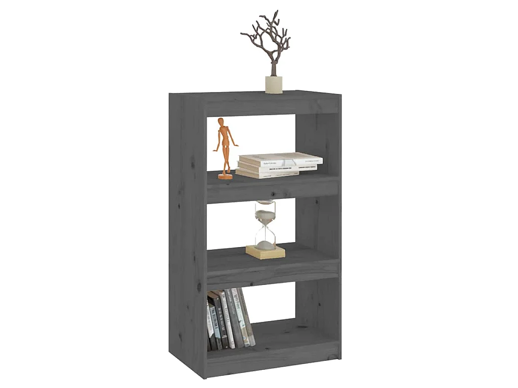 Bücherregal/Raumteiler Grau 60x30x103,5 cm Massivholz Kiefer