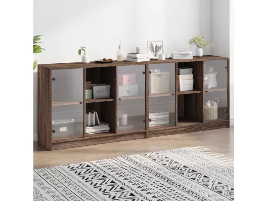 Kauf Unique Bücherschrank mit Türen Braun Eichen-Optik 204x37x75 cm