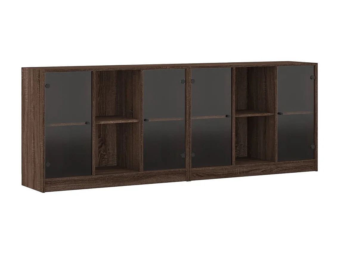 Boekenkast met deuren 204x37x75 cm hout bruin eikenkleur