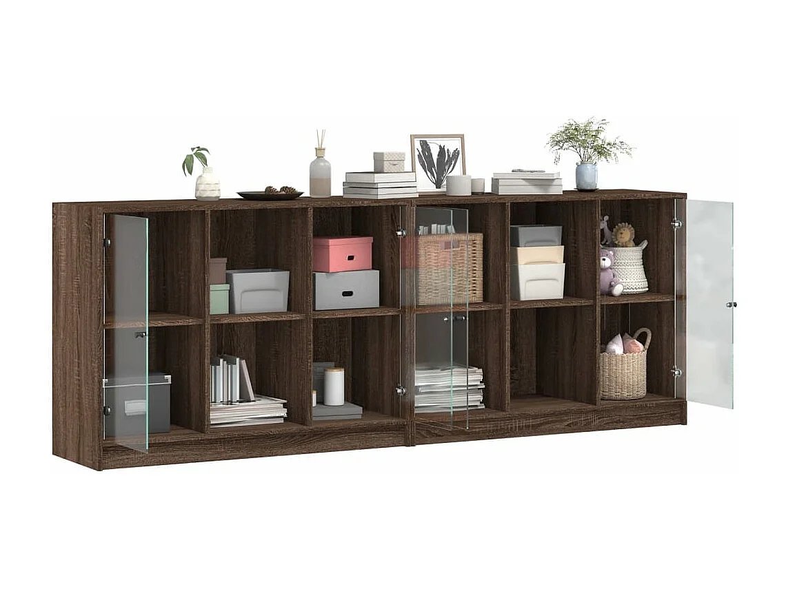 Boekenkast met deuren 204x37x75 cm hout bruin eikenkleur