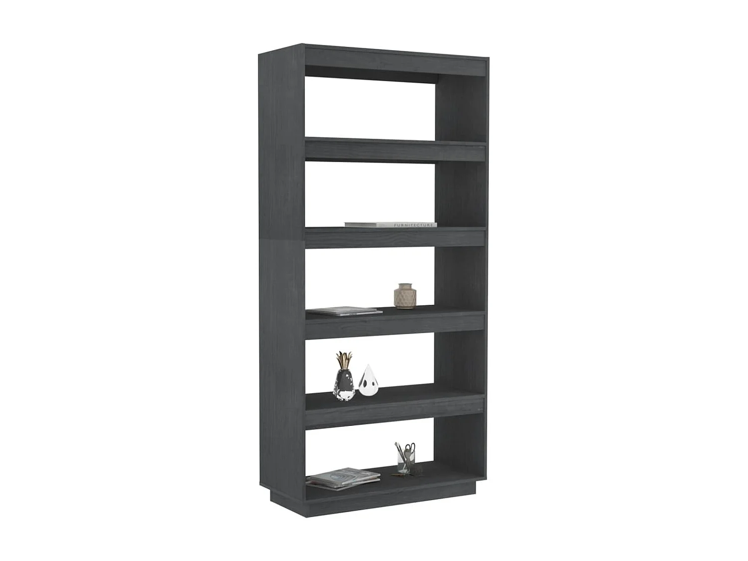 Libreria/Divisorio Grigio 80x35x167 cm in Massello di Pino