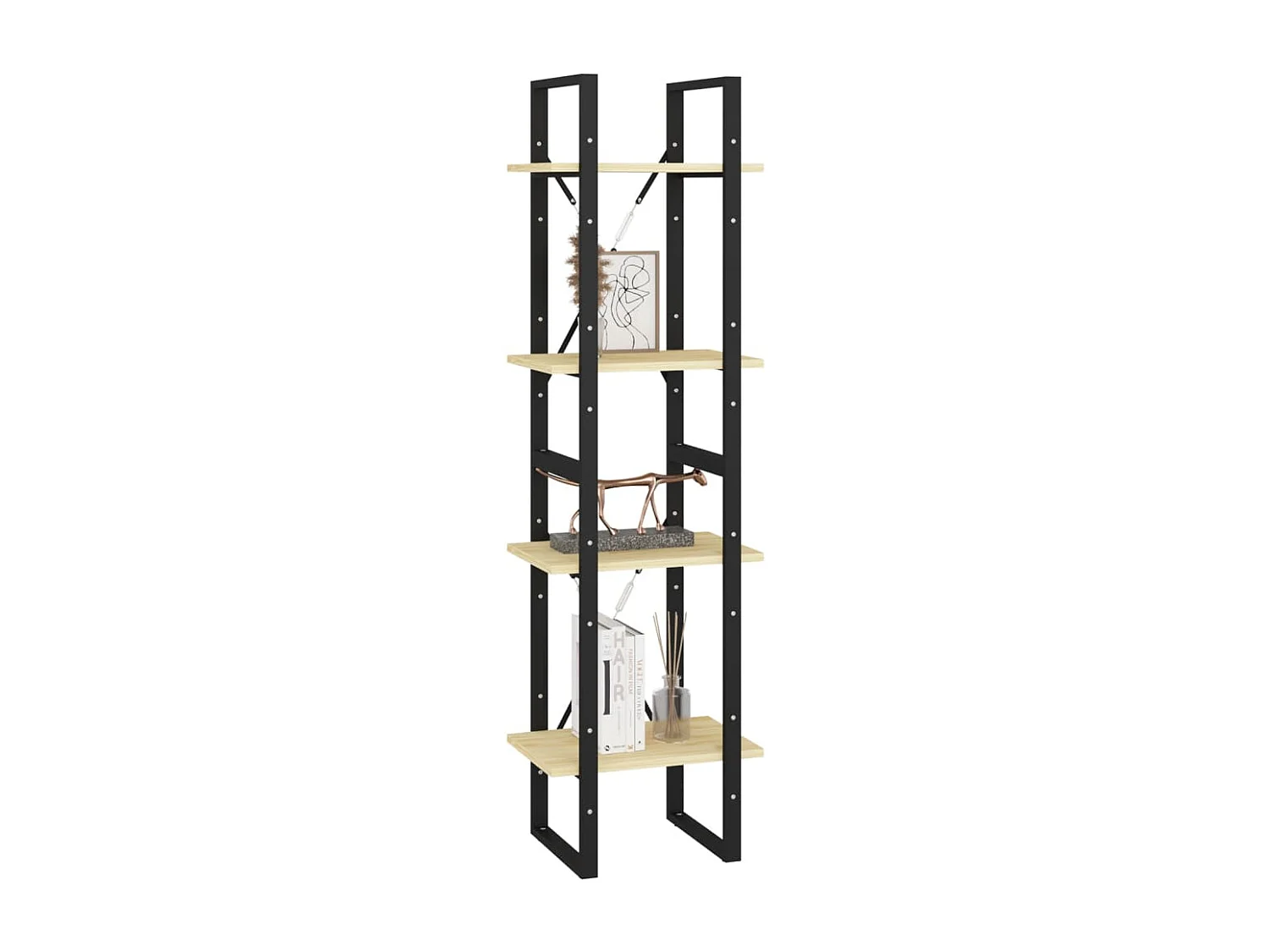 Libreria a 4 Ripiani 40x30x140 cm in Legno Massello di Pino