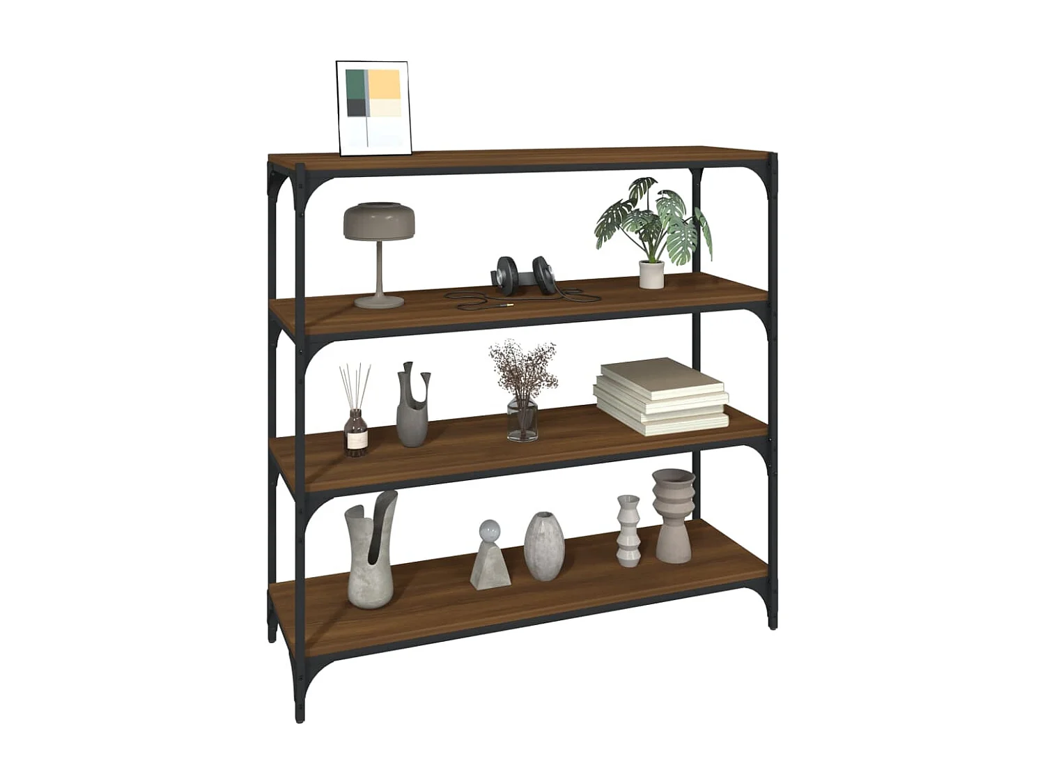Estante 100x33x100cm derivados de madeira/aço carvalho castanho