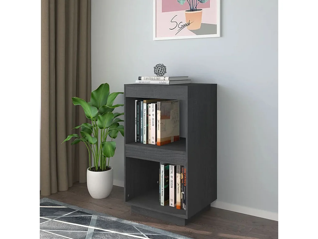 Bibliothèque Gris 40x35x71 cm Bois de pin massif