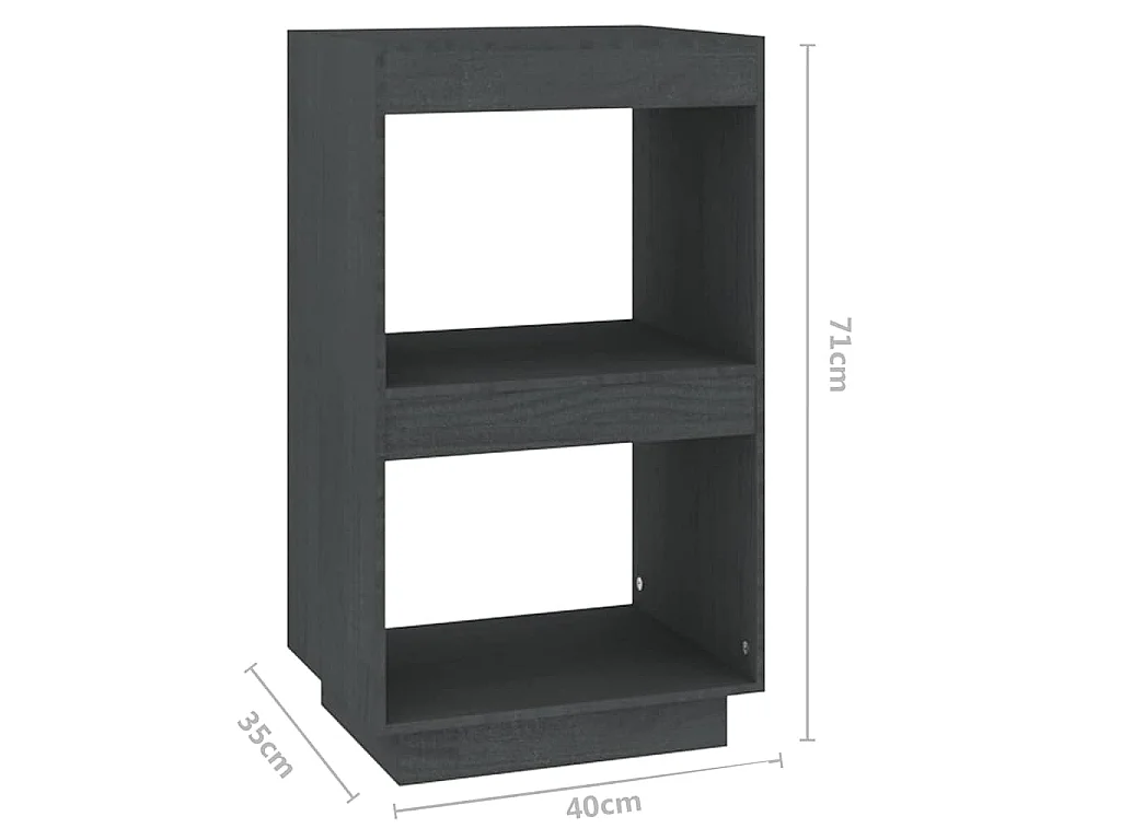 Bibliothèque Gris 40x35x71 cm Bois de pin massif